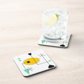 ミッドセンチュリーモダンブルーイエローシンプルレトロ コースター (右側)