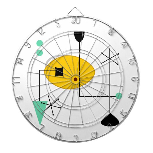 ミッドセンチュリーモダンブルーイエローシンプルレトロ ダーツボード (正面)