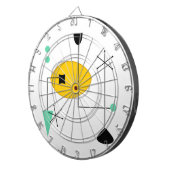 ミッドセンチュリーモダンブルーイエローシンプルレトロ ダーツボード (正面右)