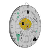 ミッドセンチュリーモダンブルーイエローシンプルレトロ ダーツボード (正面左)