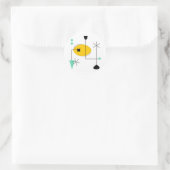 ミッドセンチュリーモダンブルーイエローシンプルレトロ ラウンドシール (バッグ)