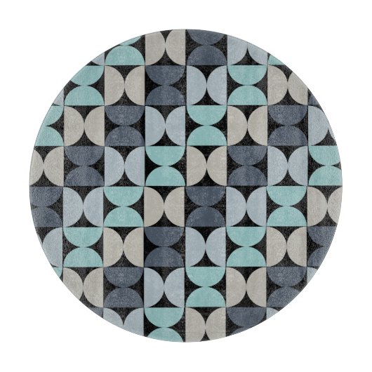 ミッドセンチュリーモダンブルーグリーンとグレー カッティングボード (正面)