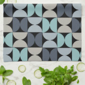 ミッドセンチュリーモダンブルーグリーンとグレー キッチンタオル (折り畳み)