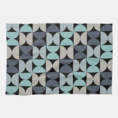 ミッドセンチュリーモダンブルーグリーンとグレー キッチンタオル (横)