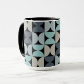 ミッドセンチュリーモダンブルーグリーンとグレー マグカップ (正面左)