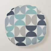 ミッドセンチュリーモダンブルーグリーンとグレー ラウンドクッション (裏面)
