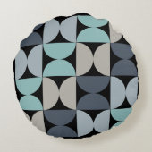 ミッドセンチュリーモダンブルーグリーンとグレー ラウンドクッション (裏面)