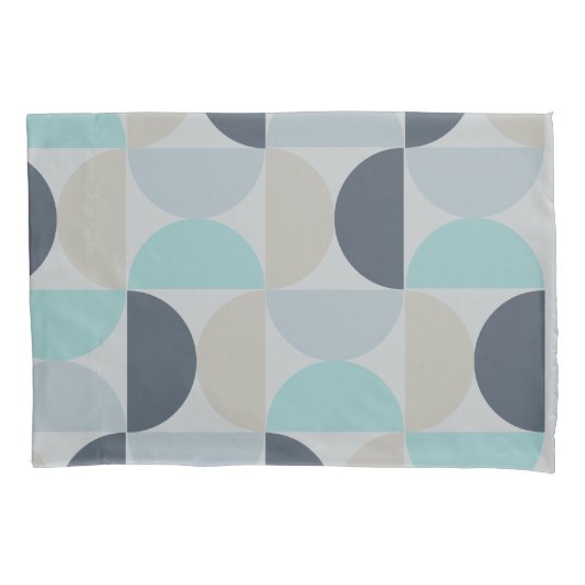 ミッドセンチュリーモダンブルーグリーンとグレー 枕カバー (正面)