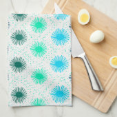 ミッドセンチュリーモダンブルーグリーンキッチンティータオル キッチンタオル (四つ折り)