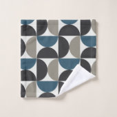 ミッドセンチュリーモダンブルーグレイ砲身タオル バスタオルセット (ウォッシュタオル)