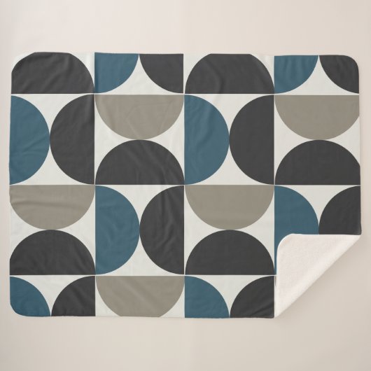 ミッドセンチュリーモダンブルーグレイ砲金 シェルパブランケット (正面(横))