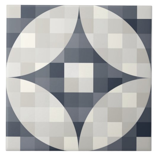 ミッドセンチュリーモダンブルーグレー&ベージュセラミックタイル タイル (正面)