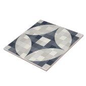 ミッドセンチュリーモダンブルーグレー&ベージュセラミックタイル タイル (側面)