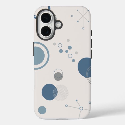 「ミッドセンチュリーモダンブルーサークル」iPhone 16 タフケース Case-Mate iPhoneケース (裏面)