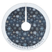 ミッドセンチュリーモダンブルースノーフレークパーソナライズされた ブラッシュドポリエステルツリースカート (正面)