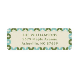 ミッドセンチュリーモダンブルーセージグリーン差出人住所 ラベル