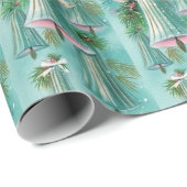 ミッドセンチュリーモダンブルーベルシルバーリボン ラッピングペーパー (ロールコーナー)