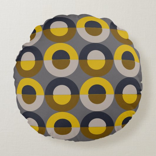 ミッドセンチュリーモダンブロンズマスタードサンダー ラウンドクッション (正面)