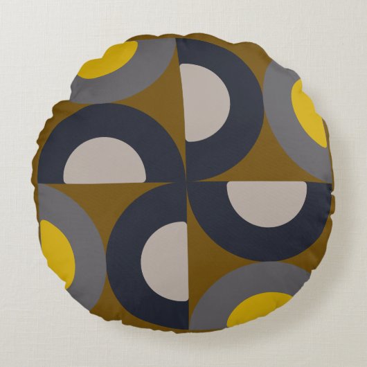 ミッドセンチュリーモダンブロンズマスタードサンダー ラウンドクッション (正面)