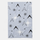 ミッドセンチュリーモダンブーメランズシルバーブルー キッチンタオル (縦)