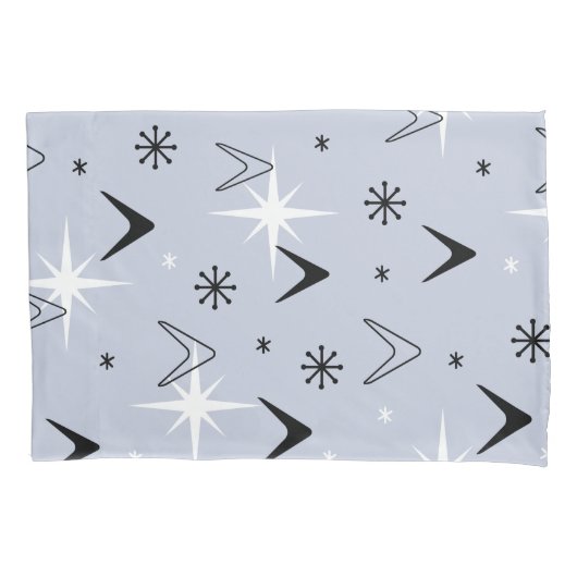 ミッドセンチュリーモダンブーメランズシルバーブルー 枕カバー (正面)