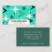 ミッドセンチュリーモダンブーメランズターコイズ 名刺 (正面/裏面)