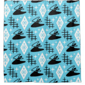 ミッドセンチュリーモダンブーメランパターン シャワーカーテン (正面)