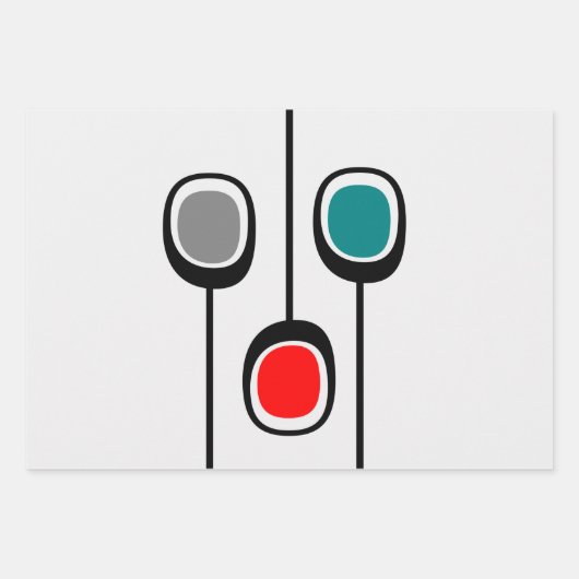 ミッドセンチュリーモダンプリント包装紙シート ラッピングペーパーシート (正面)