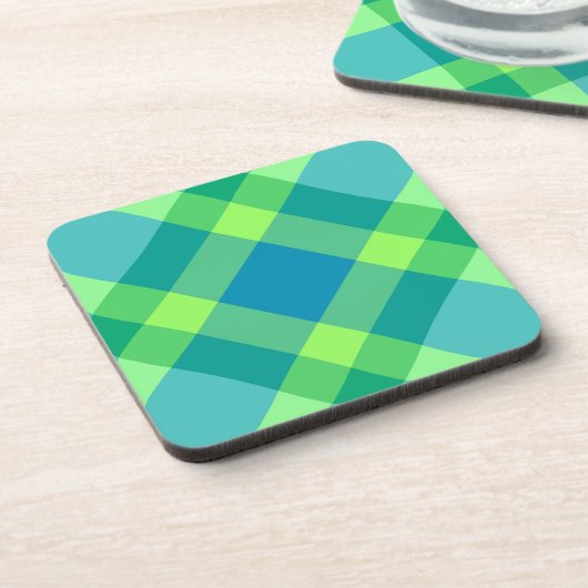 ミッドセンチュリーモダンプレイド、ジェードグリーン&ターコイズ コースター (左側)