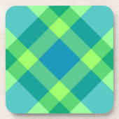 ミッドセンチュリーモダンプレイド、ジェードグリーン&ターコイズ コースター (正面)