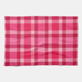 ミッドセンチュリーモダンプレイド – ピンクとワイン キッチンタオル (横)