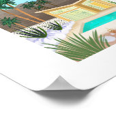 ミッドセンチュリーモダンプールハウスアートプリント ポスター (角)