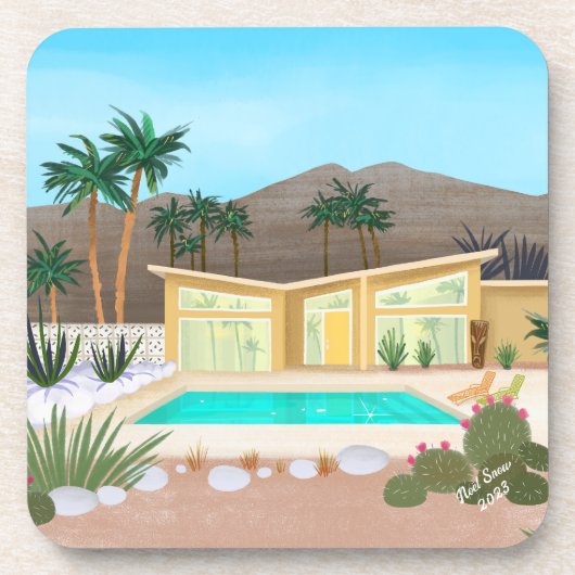 ミッドセンチュリーモダンプールハウスセットオブコースター コースター (正面)