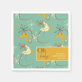 ミッドセンチュリーモダンベイビーシャワーナプキンズ – レトロ スタンダードカクテルナプキン (正面)