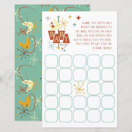 ミッドセンチュリーモダンベイビーシャワービンゴゲーム – レトロ