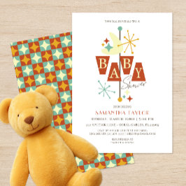 ミッドセンチュリーモダンベイビーシャワー招待状 招待状