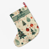 ミッドセンチュリーモダンホリデイ ラージクリスマスストッキング (裏面 (吊り時))