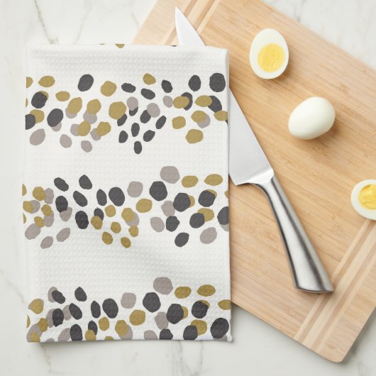ミッドセンチュリーモダンホリデーとドットパターン キッチンタオル (四つ折り)