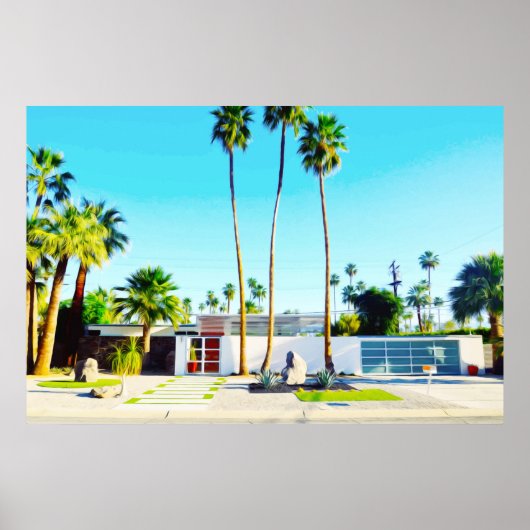 ミッドセンチュリーモダンホームフォトイラストレーション ポスター (正面)