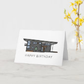 ミッドセンチュリーモダンホーム不動産仲介業者クライアント誕生日 カード (黄色い花)