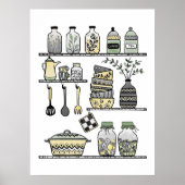 ミッドセンチュリーモダンボホの台所壁 ポスター (正面)