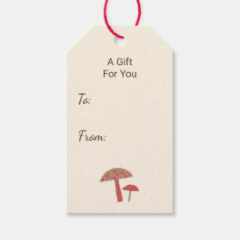 ミッドセンチュリーモダンマッシュルームレトロ自然アート ギフトタグ