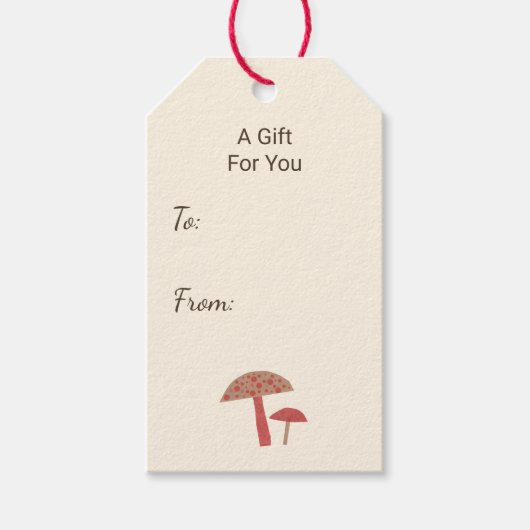 ミッドセンチュリーモダンマッシュルームレトロ自然アート ギフトタグ (正面)
