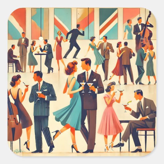 ミッドセンチュリーモダンマティーニスアットザクラブ スクエアシール (正面)