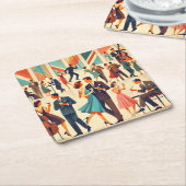 ミッドセンチュリーモダンマティーニスアットザクラブ スクエアペーパーコースター (アングル)