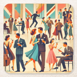 ミッドセンチュリーモダンマティーニスアットザクラブ スクエアペーパーコースター