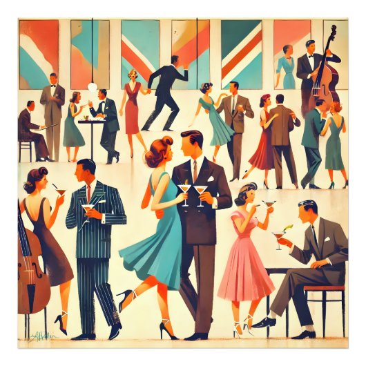 ミッドセンチュリーモダンマティーニスアットザクラブ フォトプリント            (正面)