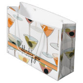 ミッドセンチュリーモダンマルティニオリーブとグラス ラージペーパーバッグ (正面アングル)