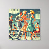 ミッドセンチュリーモダンマルティニダンスカクテルパーティー キャンバスプリント (正面)