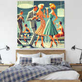 ミッドセンチュリーモダンマルティニダンスカクテルパーティー キャンバスプリント (インサイチュ (寝室))